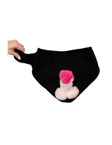 Slip avec pénis en peluche mobile